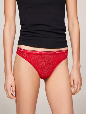 Conjunto com 3 Calcinhas Fio Dental Premium Essenciais de Renda Floral