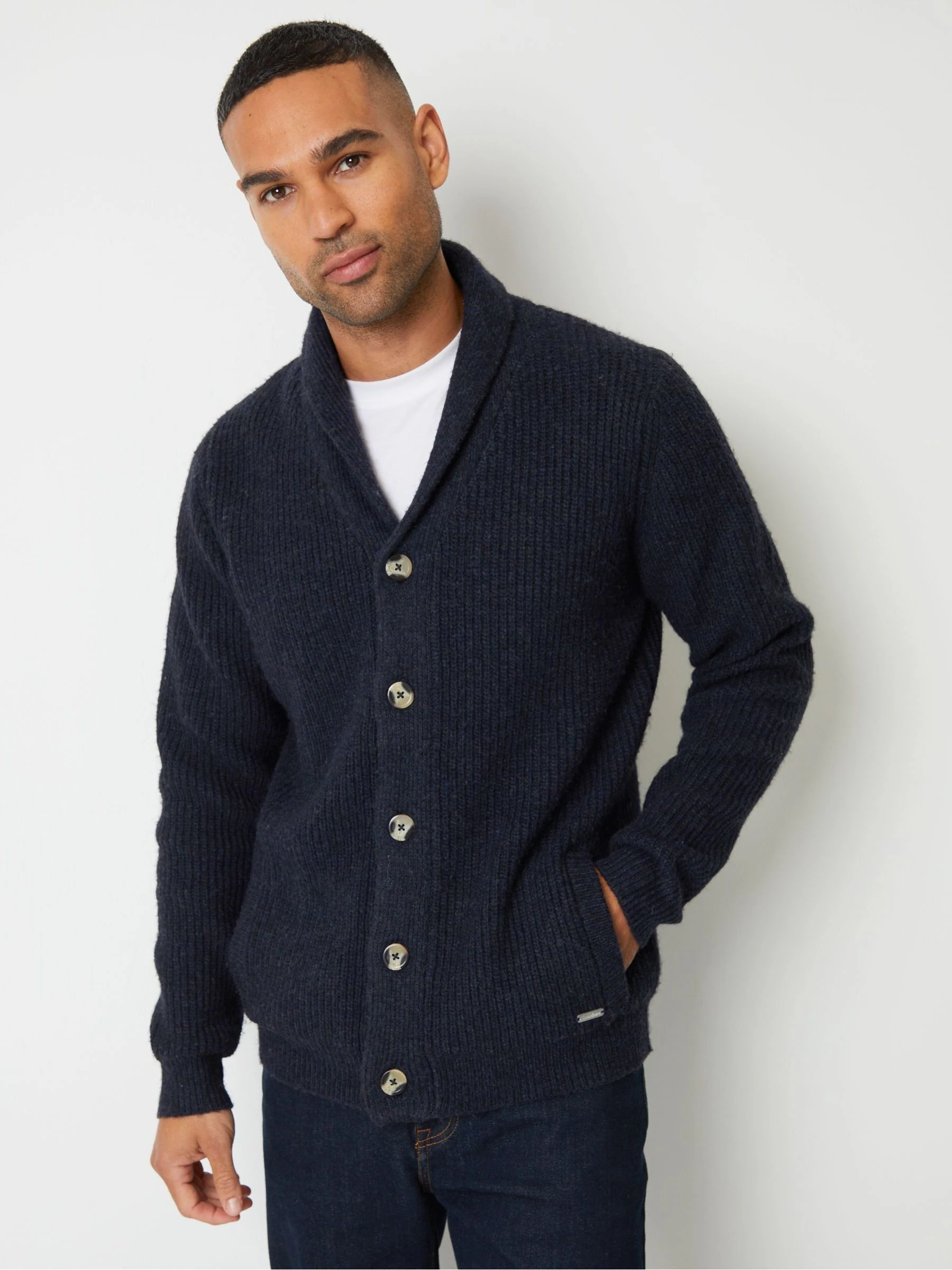 Marineblauw - Threadbare - Vest met sjaalkraag