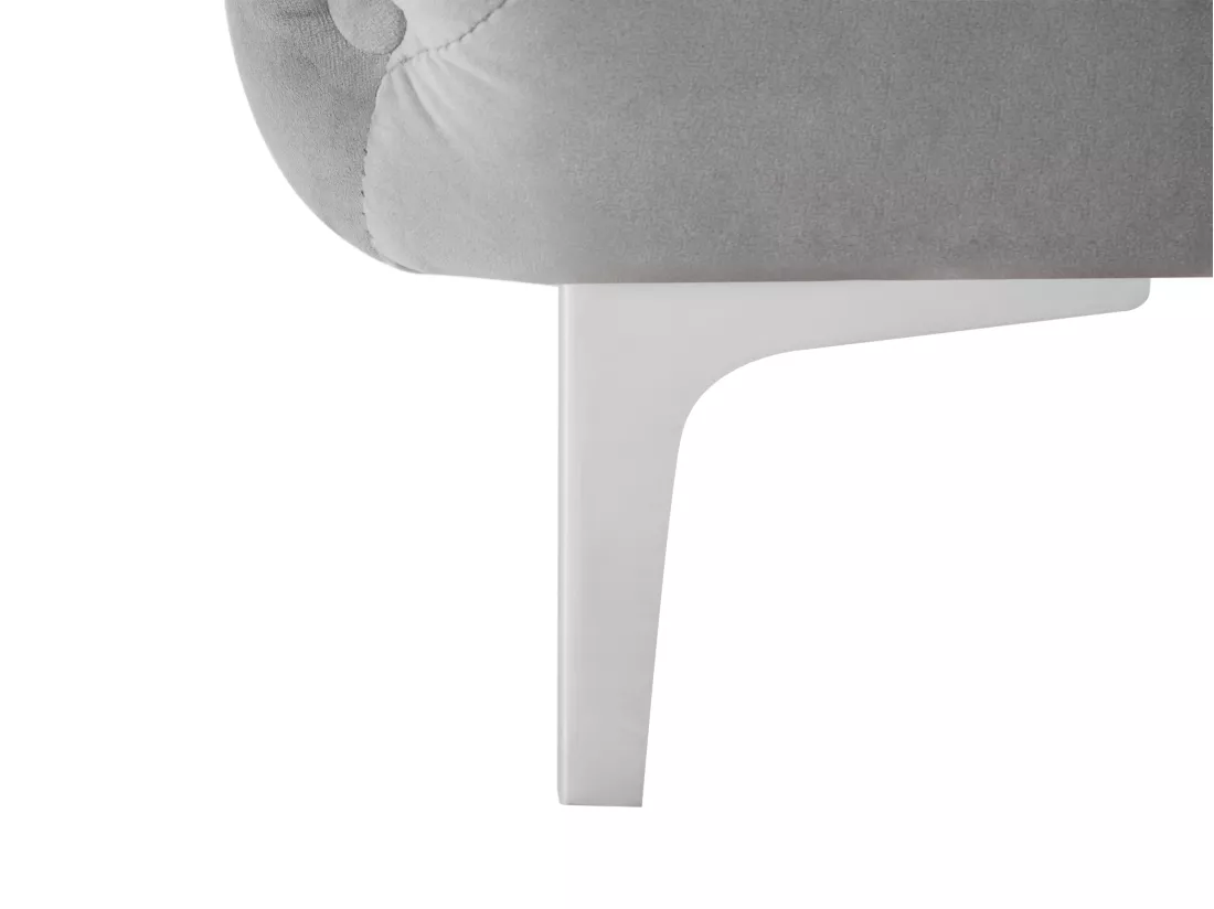 Canapé 2 places chesterfield en velours gris clair EDWINA