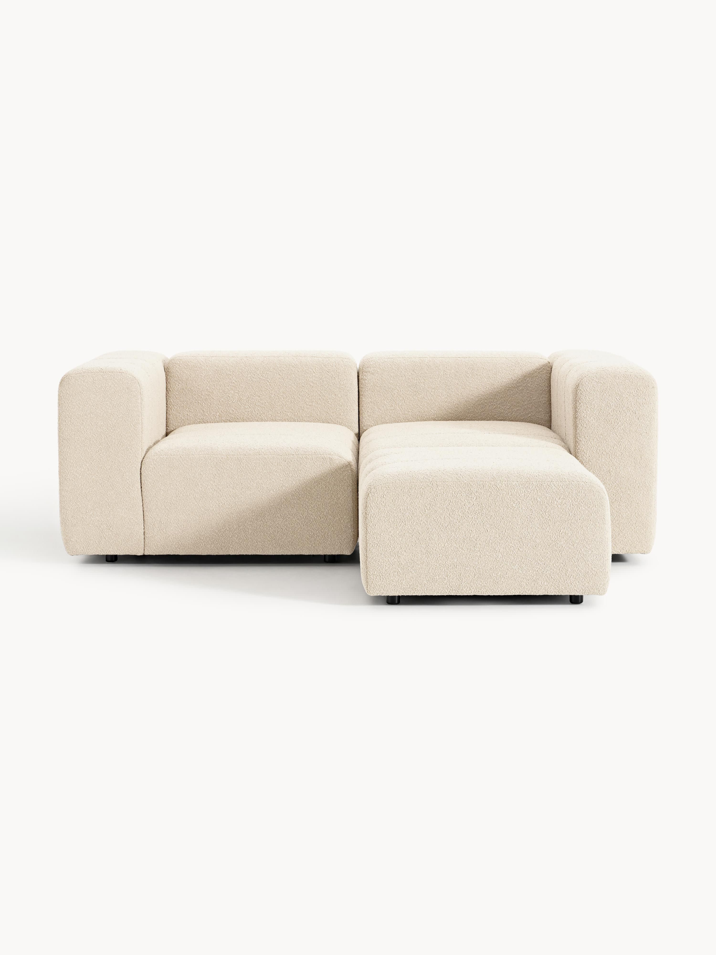 Modulaire bouclé bank Lena (3-zits) met poef (links/rechts)