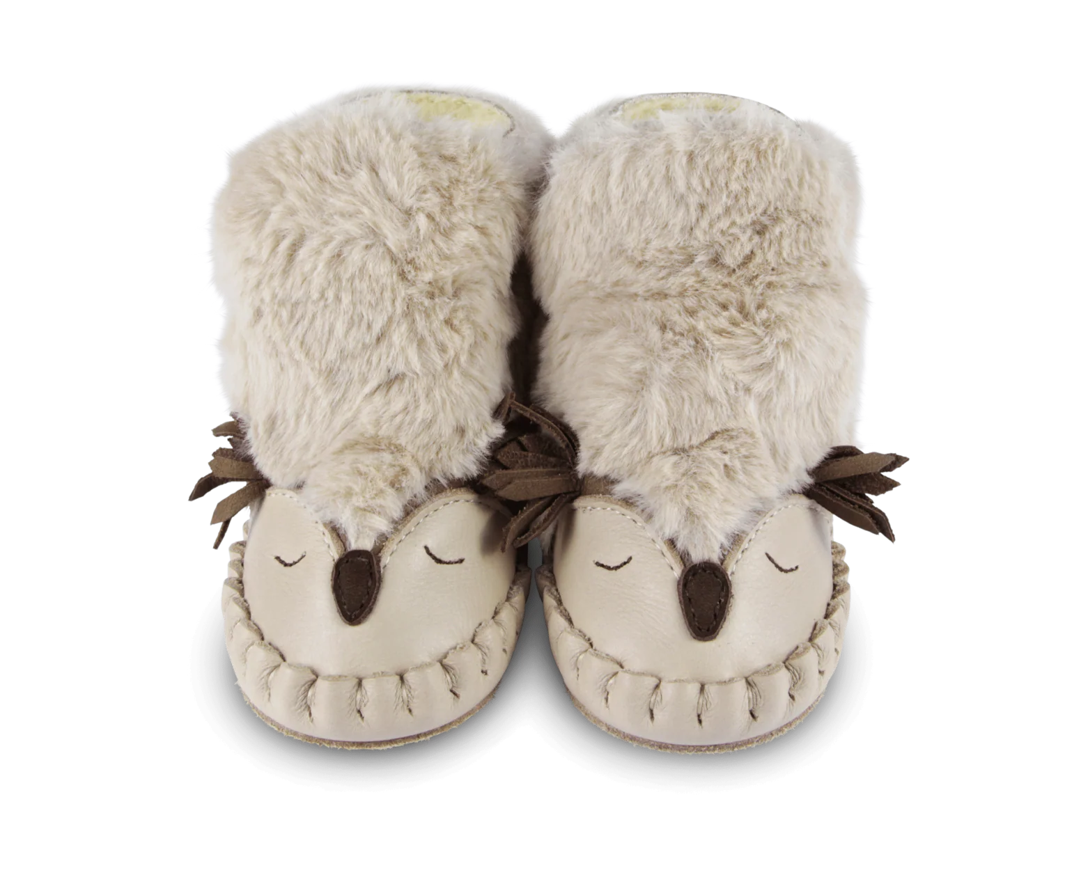 Kapi Exclusive Booties | Owl | Light Beige Soft Faux Fur