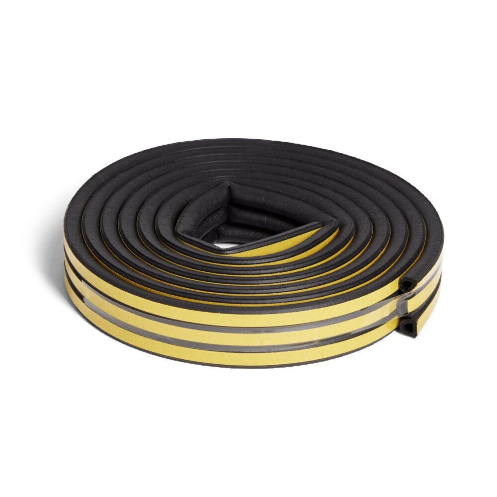 Joint d'isolation adhésif rond pour porte et fenêtre 9mm L7,5m noir
