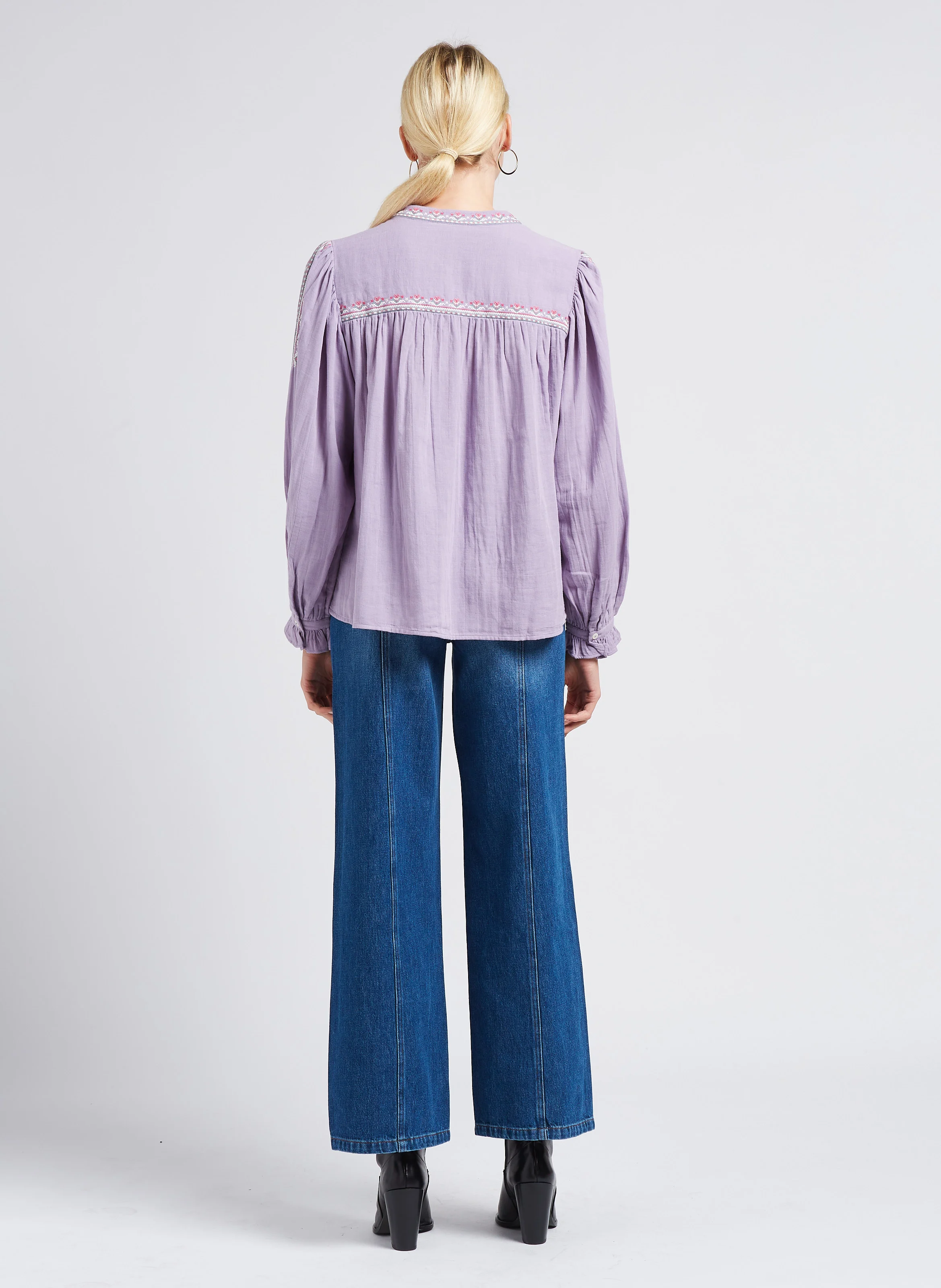 ORIANE - Jean large taille haute | Bleu