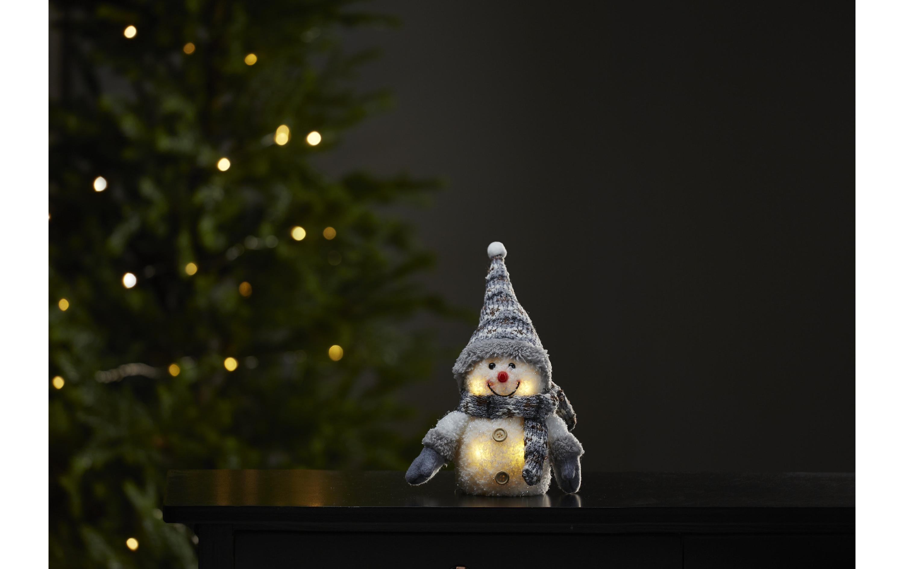 LED-Figur Schneeman, 25 cm, GrauSchneemann mit LED Beleuchtung