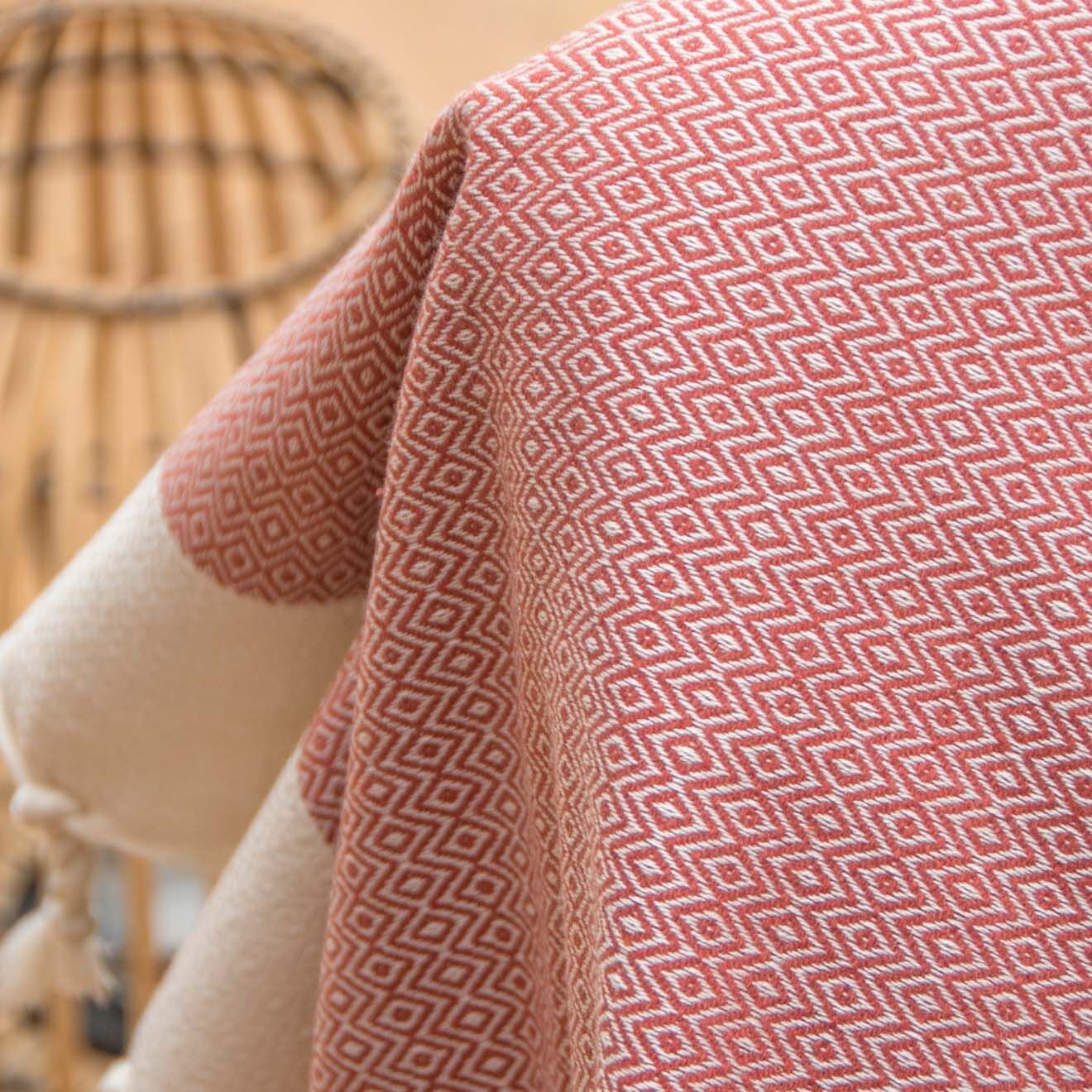 Febronie Plaid en coton tissé Courchevel terracotta