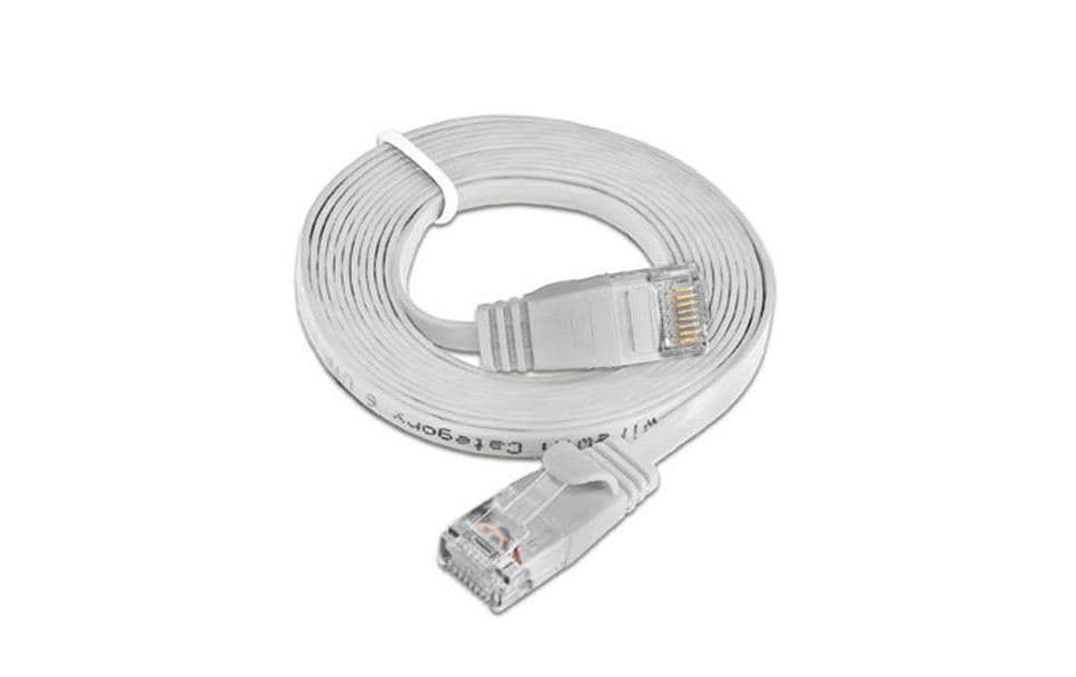 Slimpatchkabel RJ-45 - RJ-45, Cat 6, UTP, 0.75 m, WeissUnscreened/Unshielded Twisted-Pair-Kabel (UTP) mit Klinkenschutz