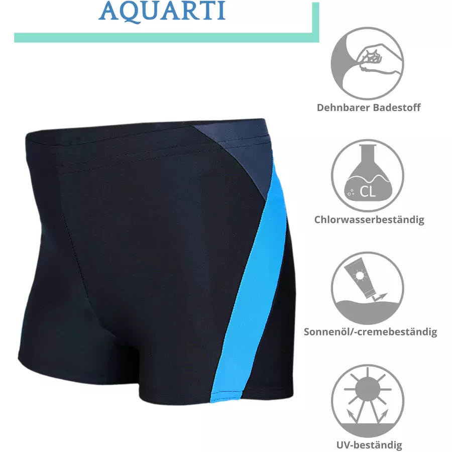 Aquarti Jungen Badehose Gestreift mit Motiven graphit