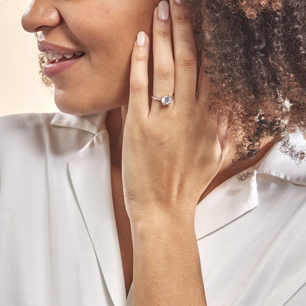 Bague Solitaire Abriel Or Blanc Oxyde De Zirconium