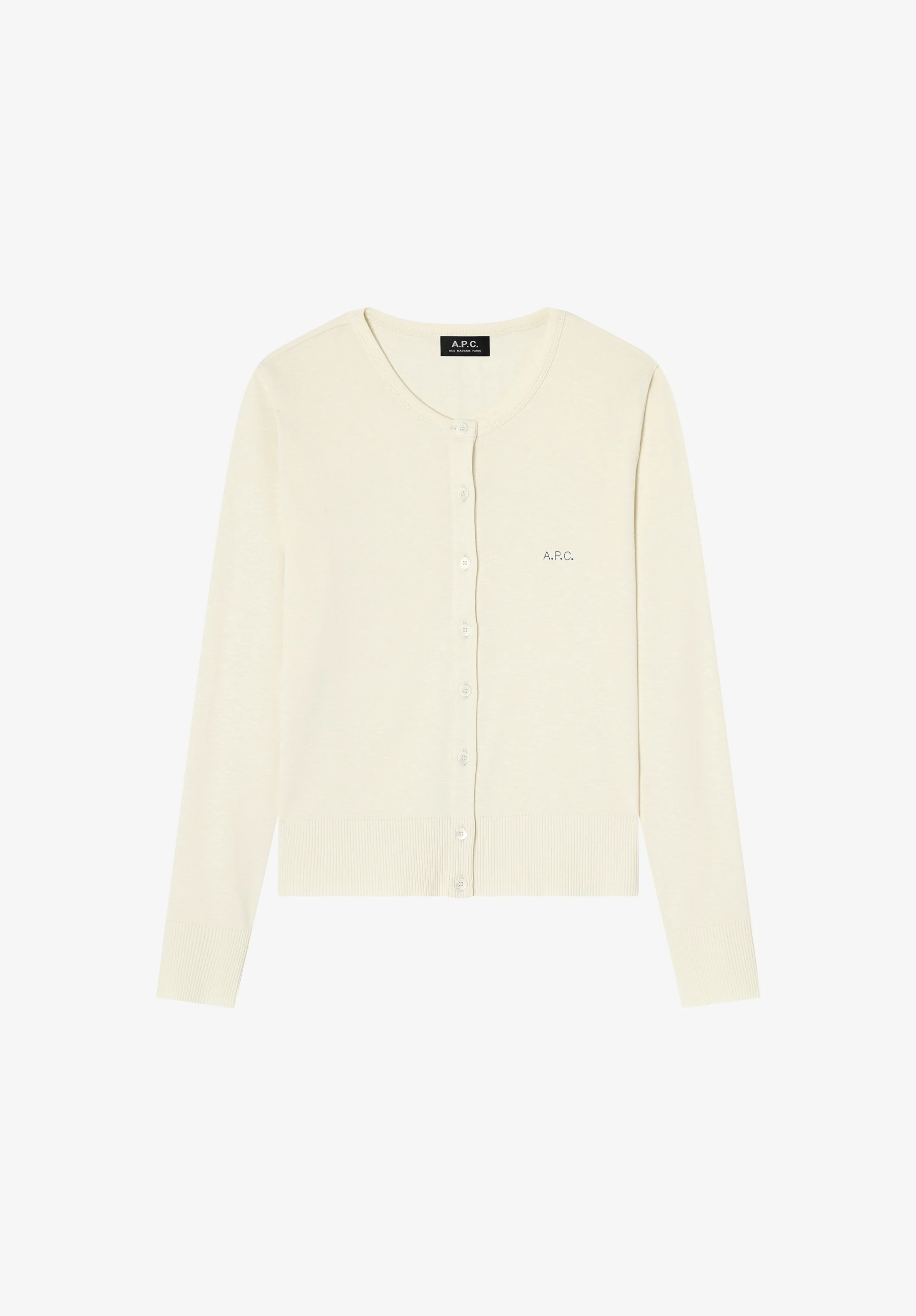 Cardigan ajusté écru à micro logo A.P.C. - Ecru