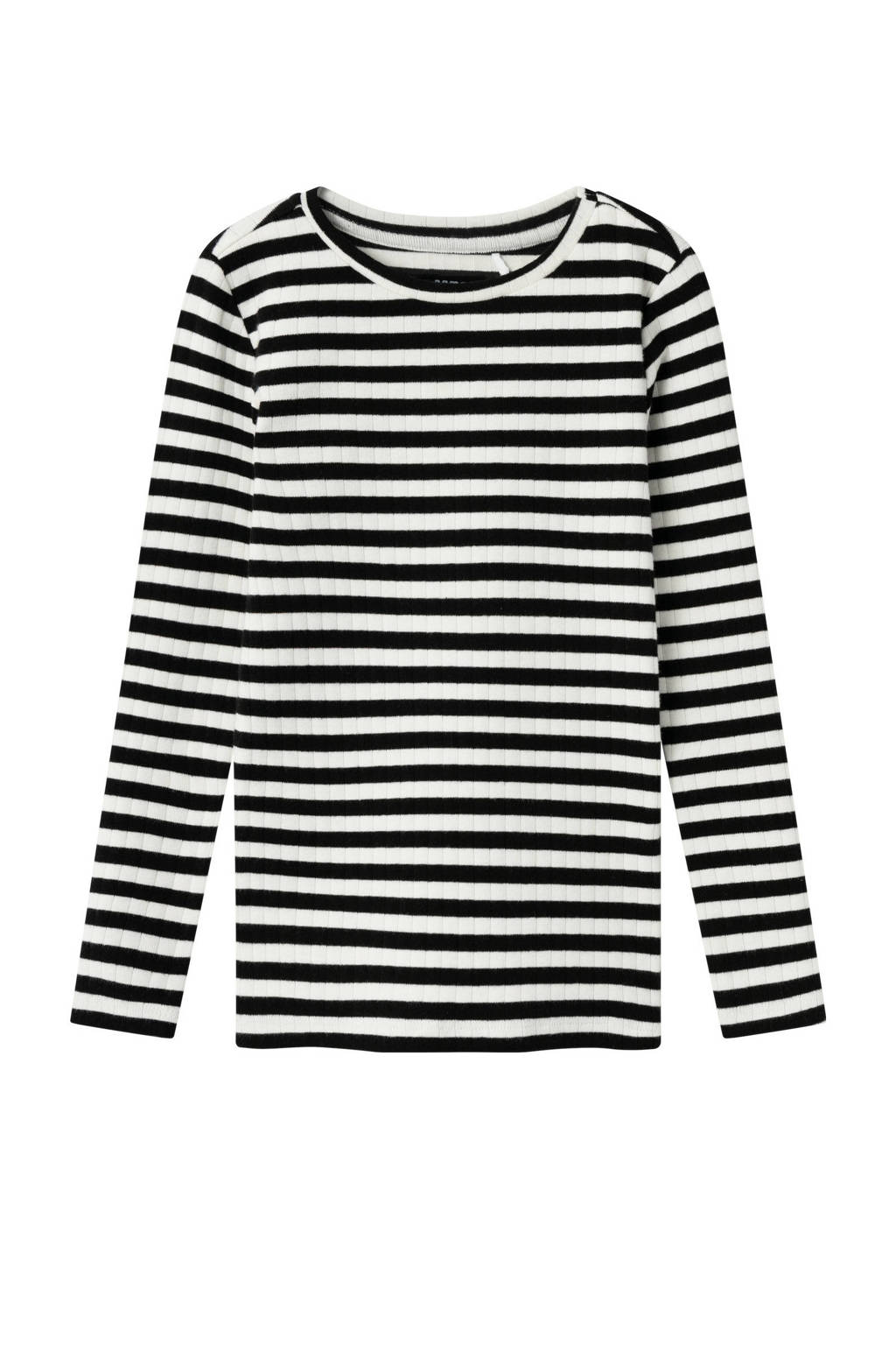 NAME IT gestreepte longsleeve NMFSURAJA zwart/offwhite
