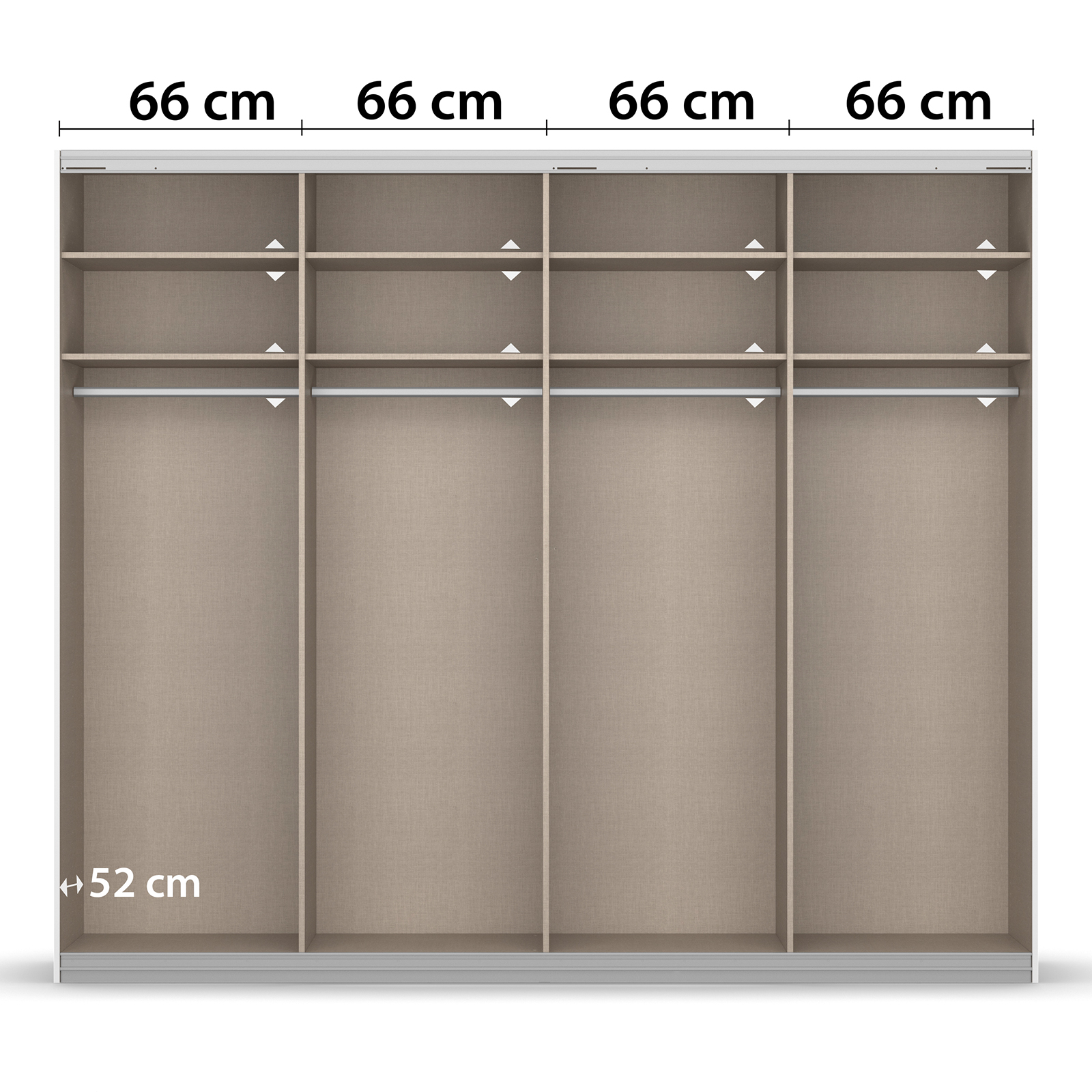 Schwebetürenschrank - Alpinweiß-Basaltglas - 4-türig - 271x231 cm