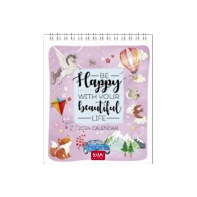 Legami Special Edition - Calendrier 2024 - 12 x 14,5 cm - vivre heureux
