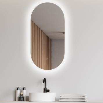 Marho Mirala spiegel ovaal met LED, dimbaar en spiegelverwarming 50 x 100 cm