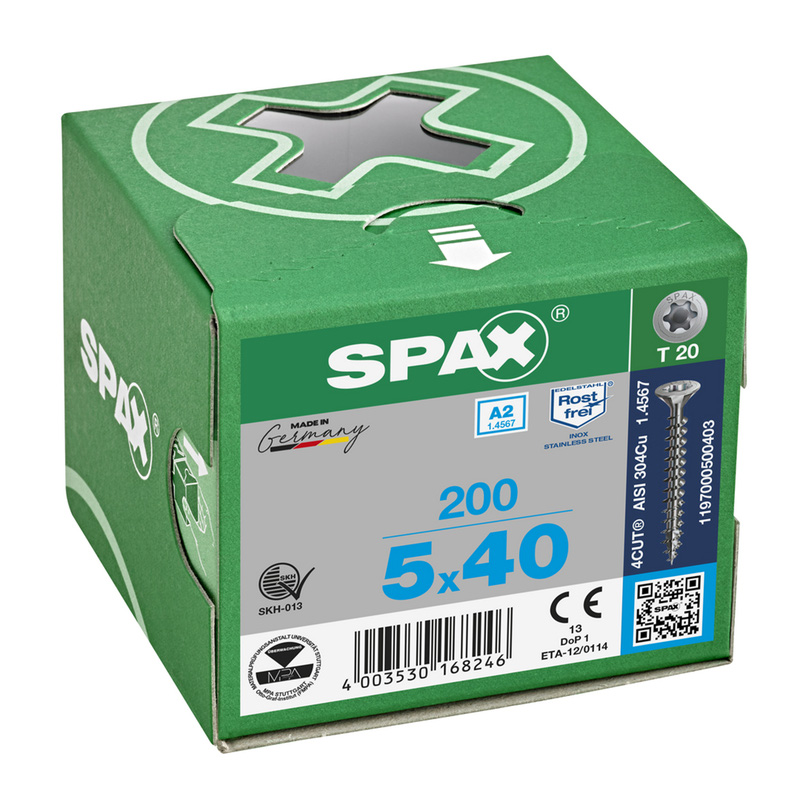 Spax universele schroeven T-STAR plus platkop voldraad RVS 5x40mm TX20