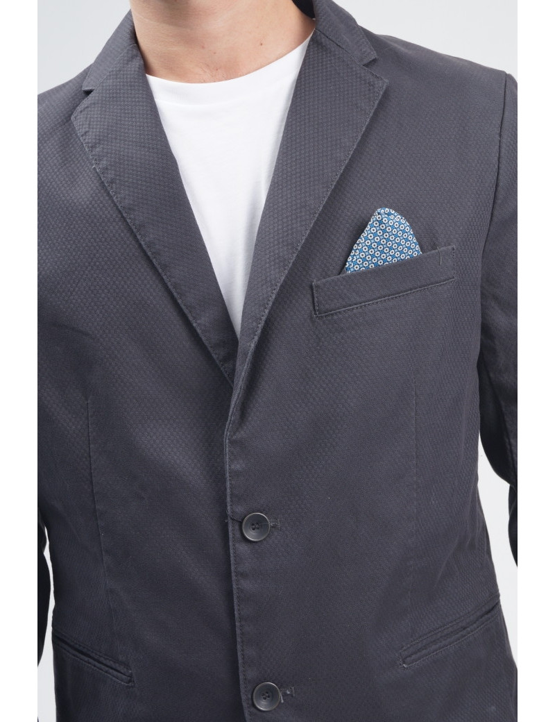 SISLEY VESTE BLAZER TISSÉE NID D'ABEILLE ANTHRACITE