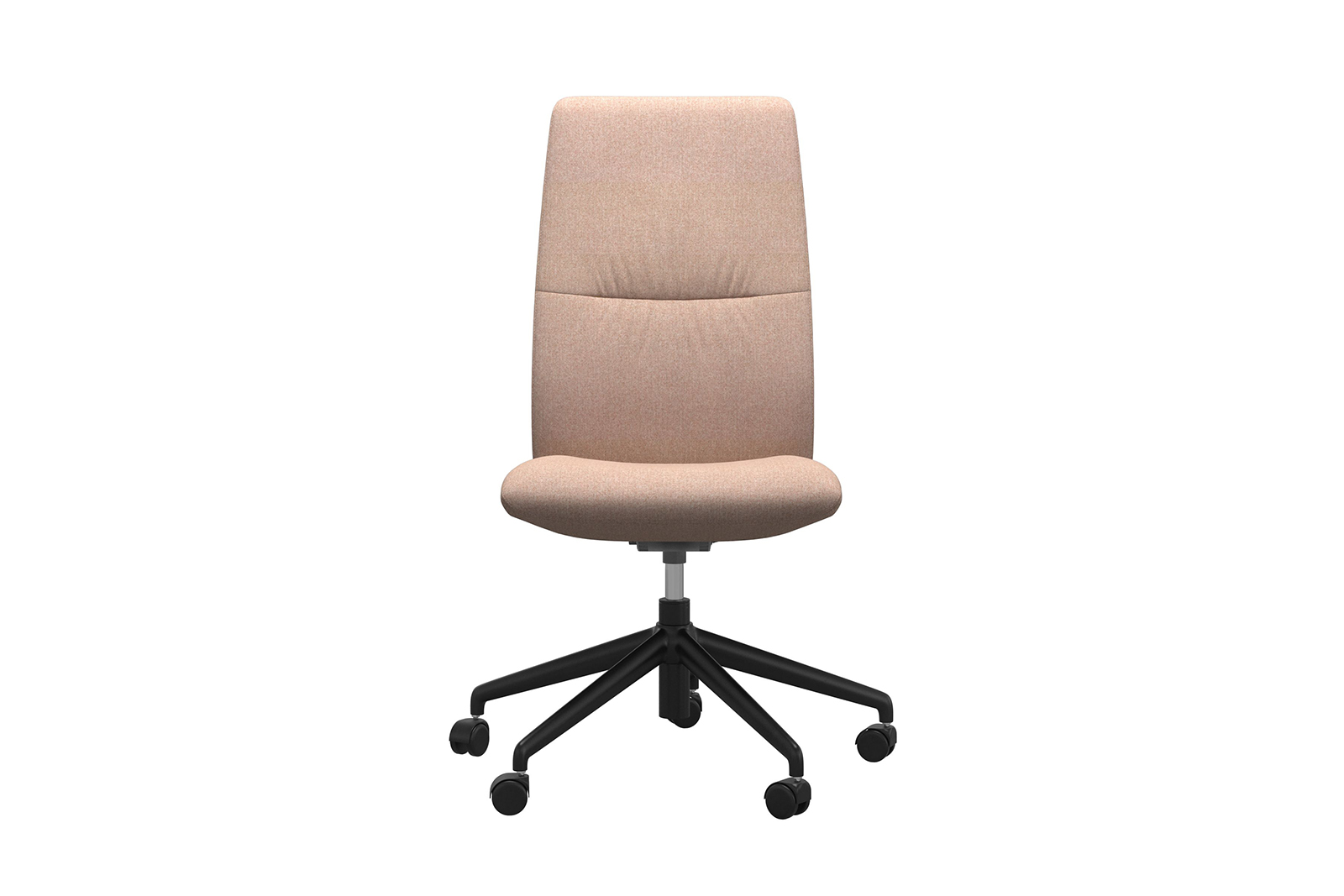 Mint kontorstol Høy stol i tekstil Clover Light Burgundy uten arm og med matt sort understell\n