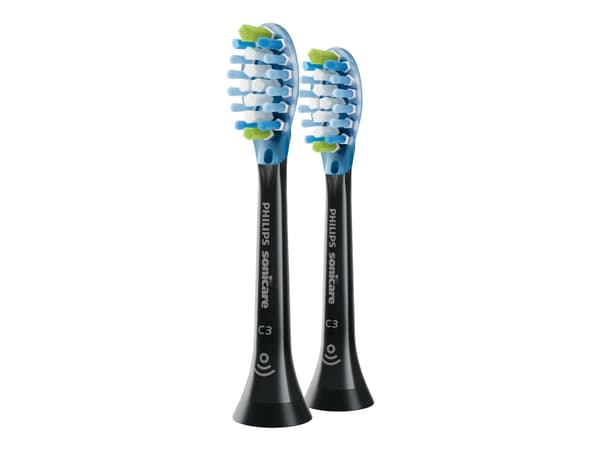 Philips Sonicare C3 Premium HX9042 Plaque Defense - Ekstra tannbørstehode - for tannbørste - svart (pakke med 2) - for Sonicare DiamondClean HX9372;
