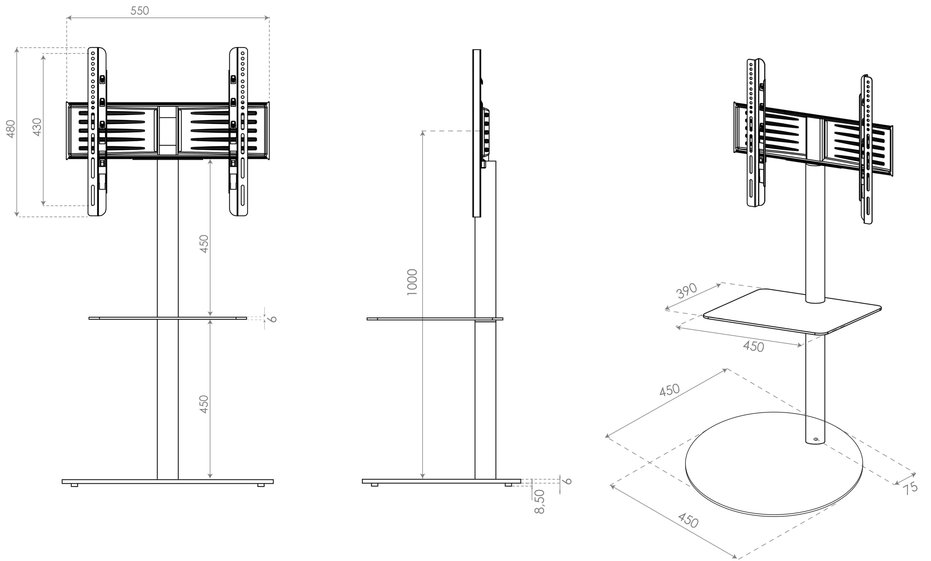 VCM Design Premium TV Standfuß Rack Fernseh Cirla ZW