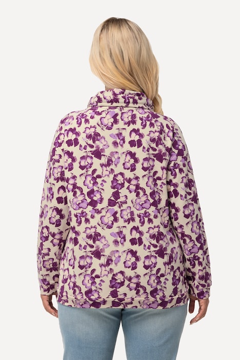 Sweatshirt, Blüten, Stehkragen, Raglan-Langarm