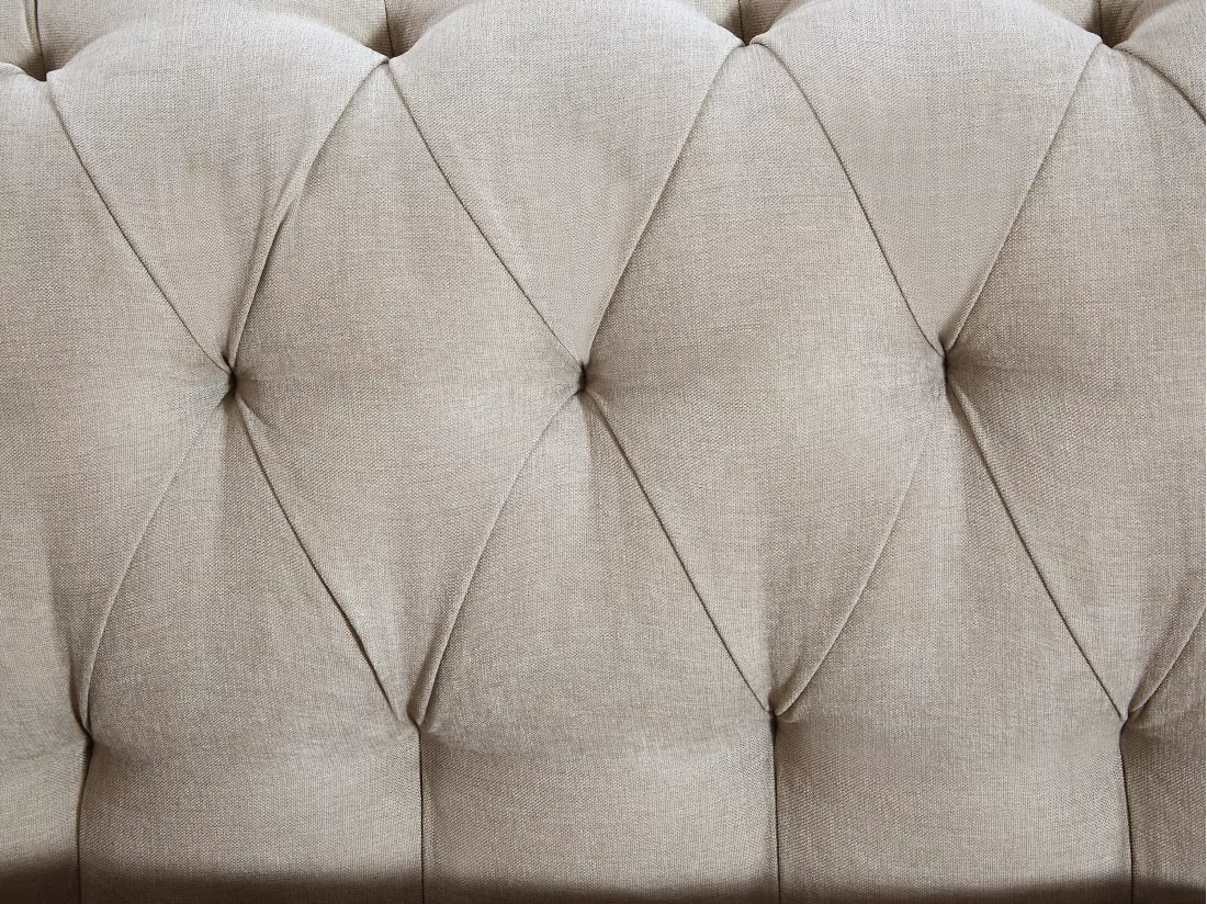 Canapé chesterfield 3 places en tissu beige CRONEL