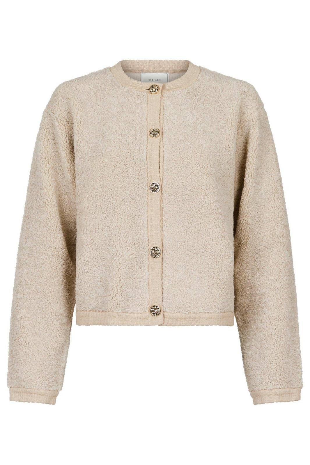 Neo Noir Limo Fluffy Knit Cardigan sand