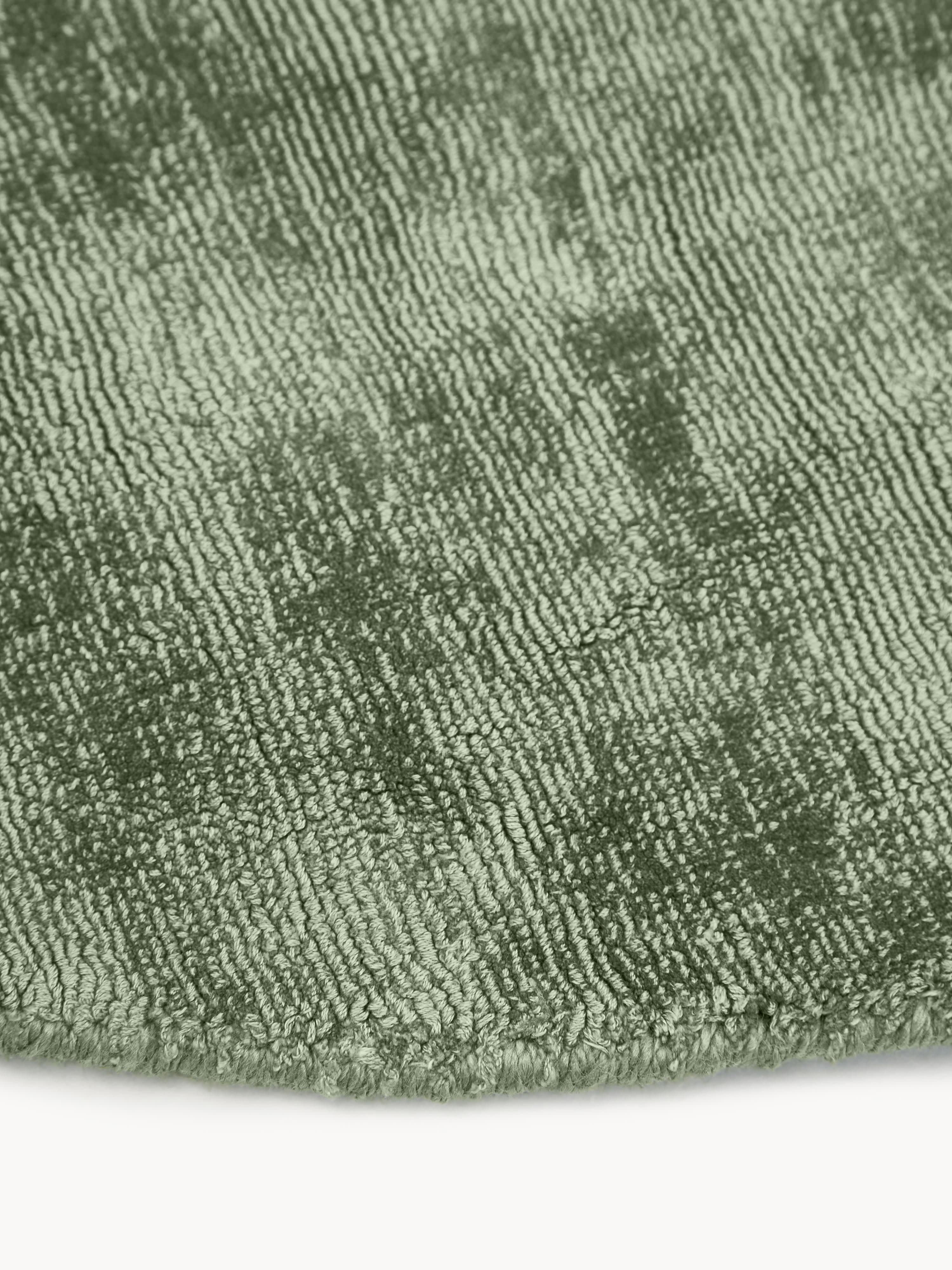 Rond handgeweven viscose vloerkleed Jane