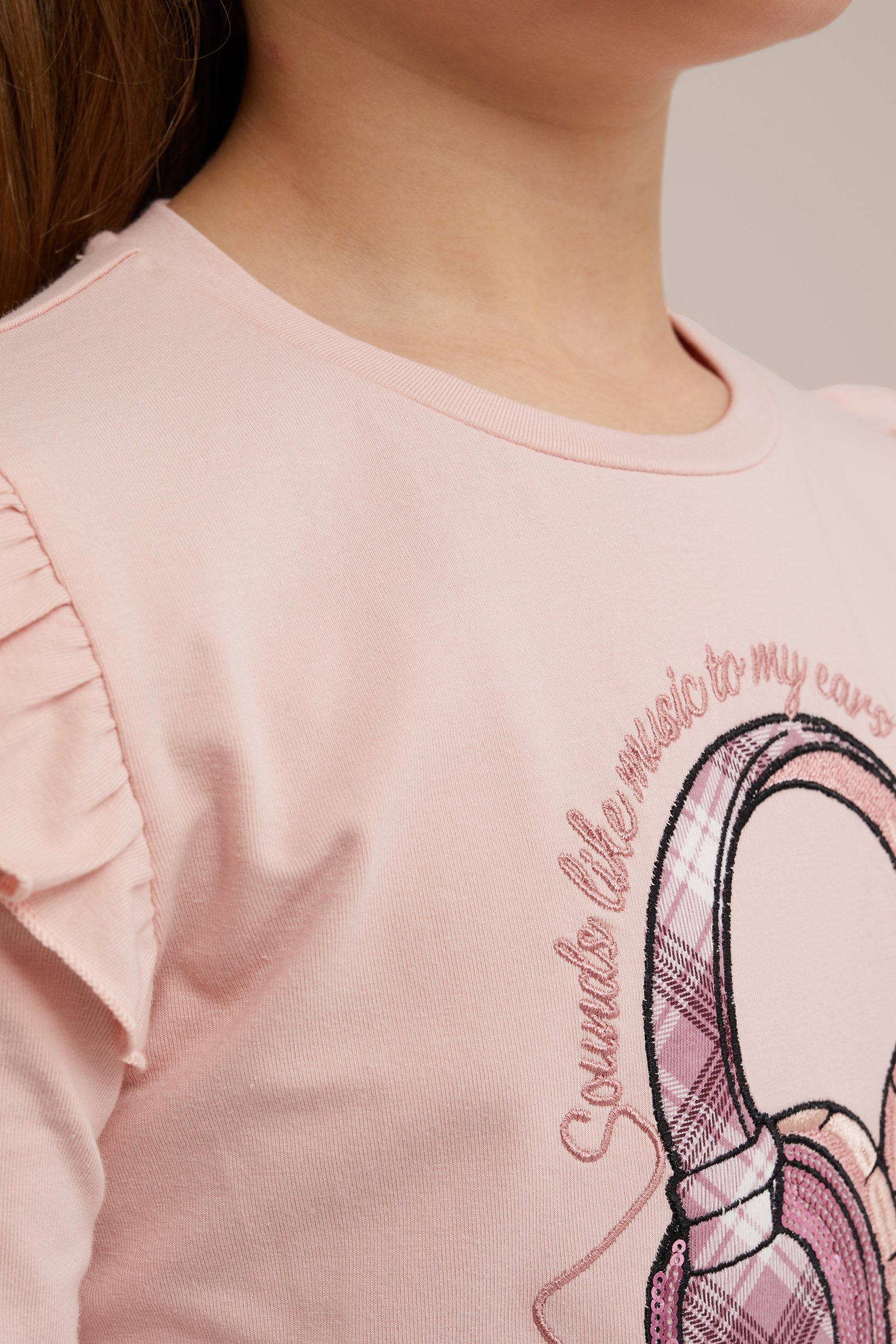 Meisjes T-shirt met embroidery WE Fashion Lichtroze