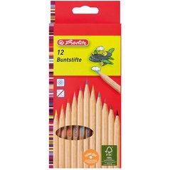 Crayons de couleur, étui de 12, bois naturel
