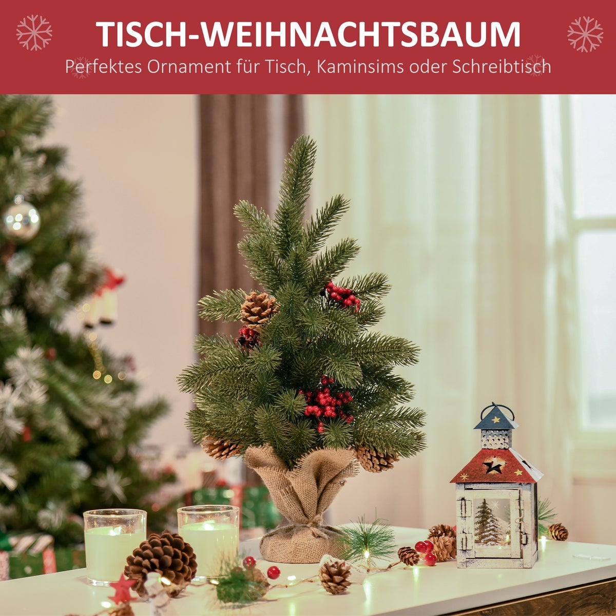 HOMCOM Kerstboom, Ø28 x 50 cm, PE, Groen