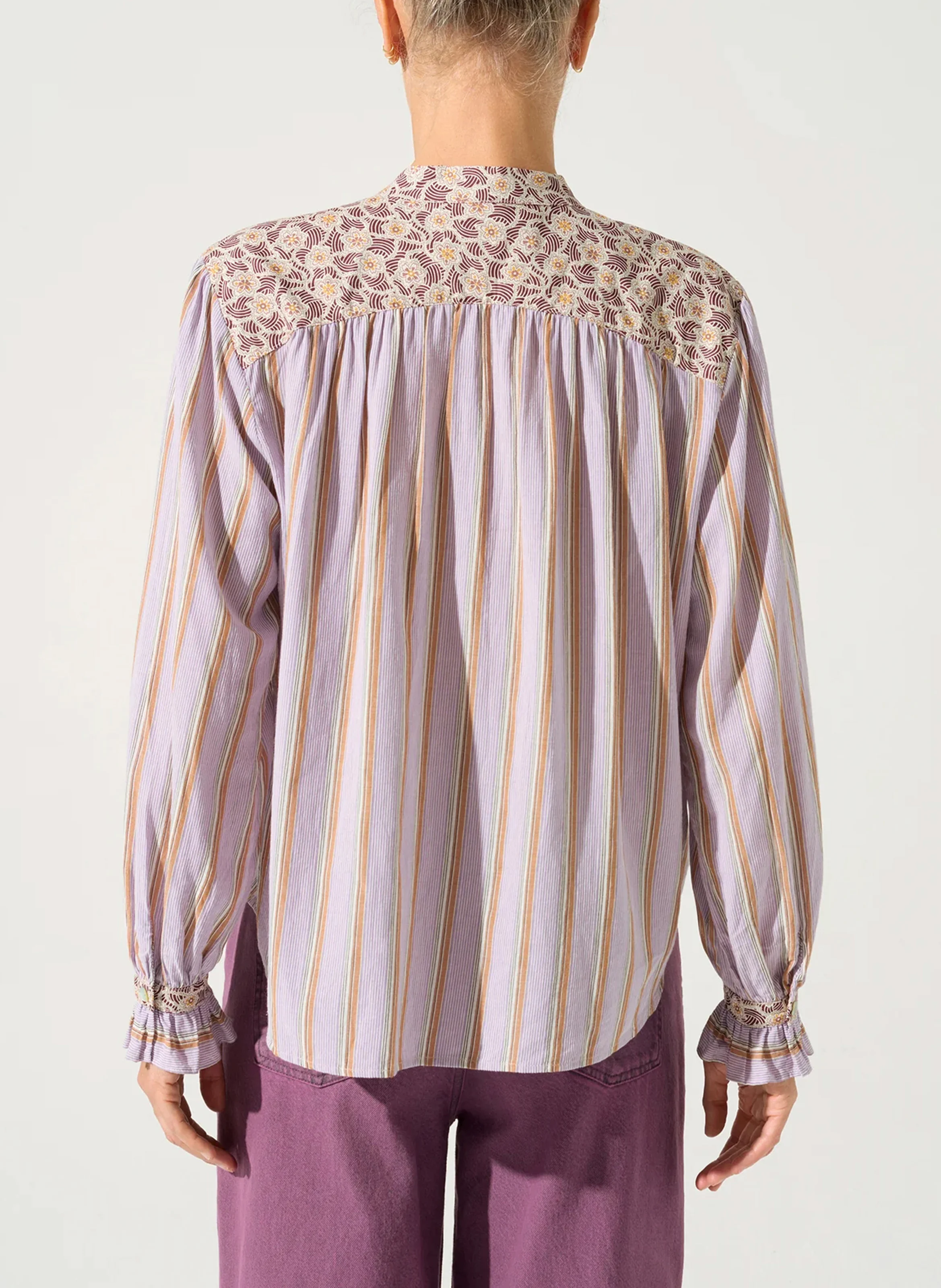 Blouse col rond en coton | Violet