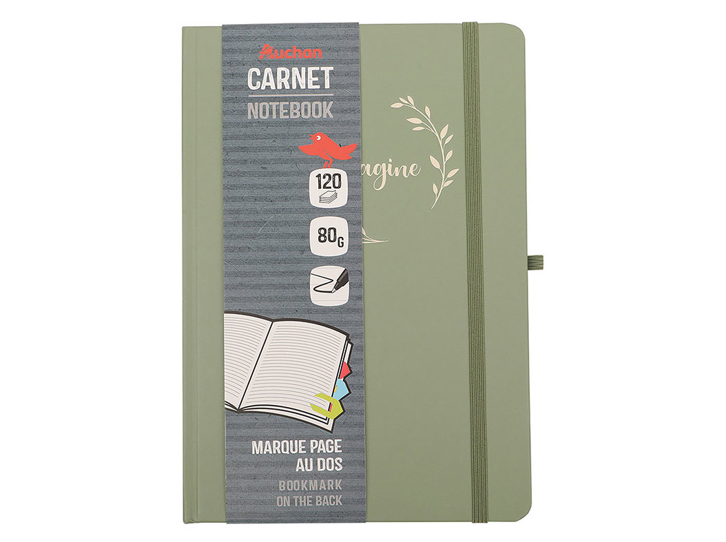 CADERNO A5 AUCHAN COM ELÁSTICO
