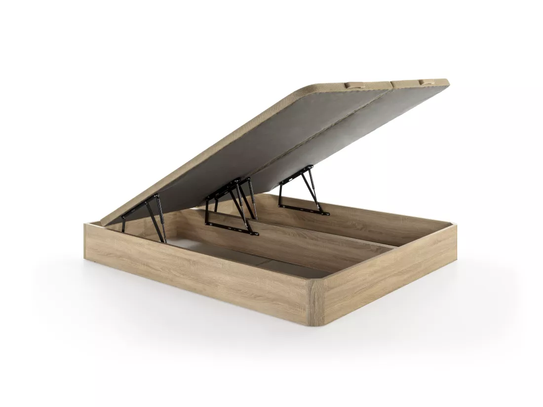 Ensemble 180 x 200 cm sommier coffre naturel clair + matelas hybride ressorts ensachés 5 zones et mousse à mémoire de forme ép.30cm - PATNOS de YSMÉE