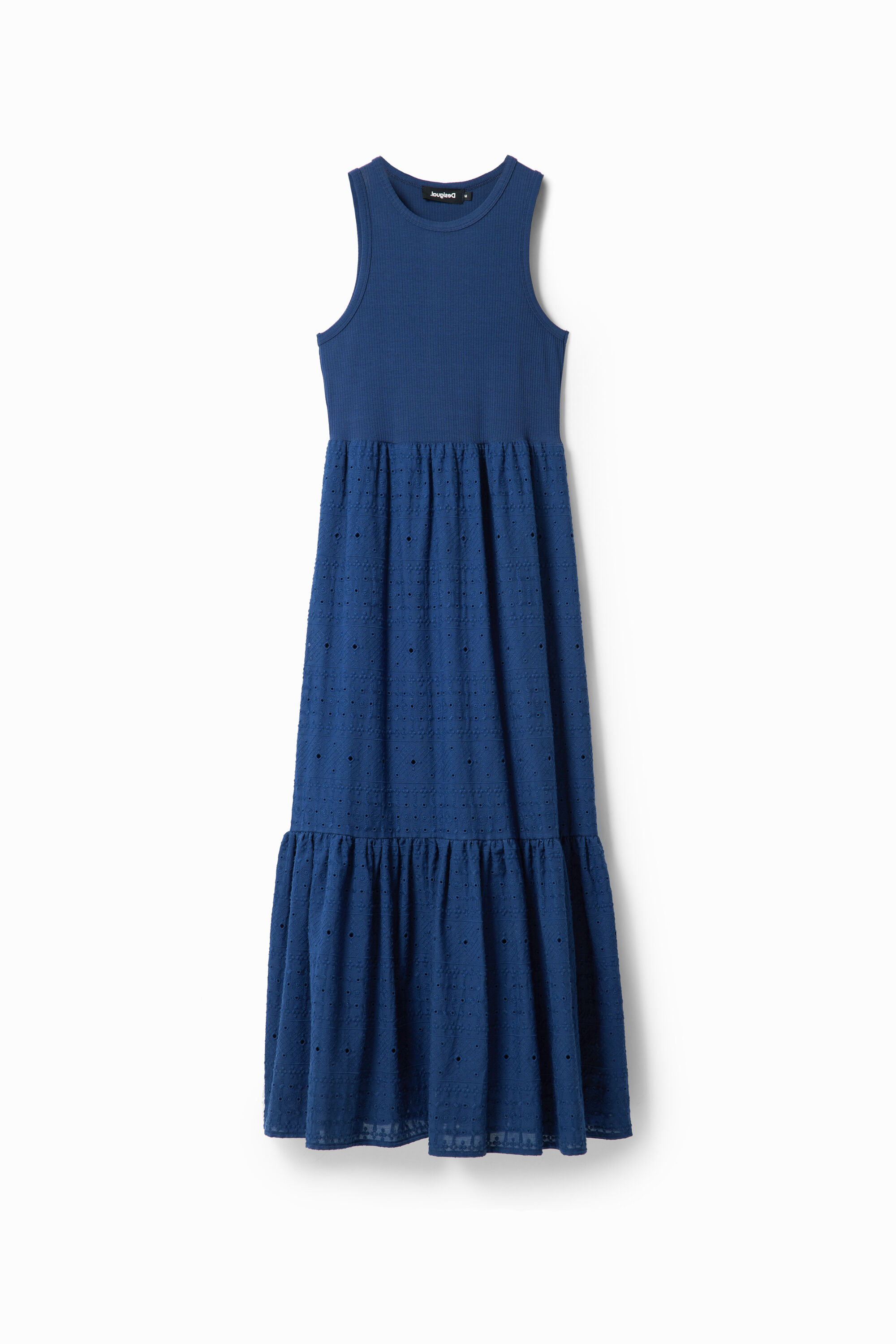 Robe longue combinée brodée