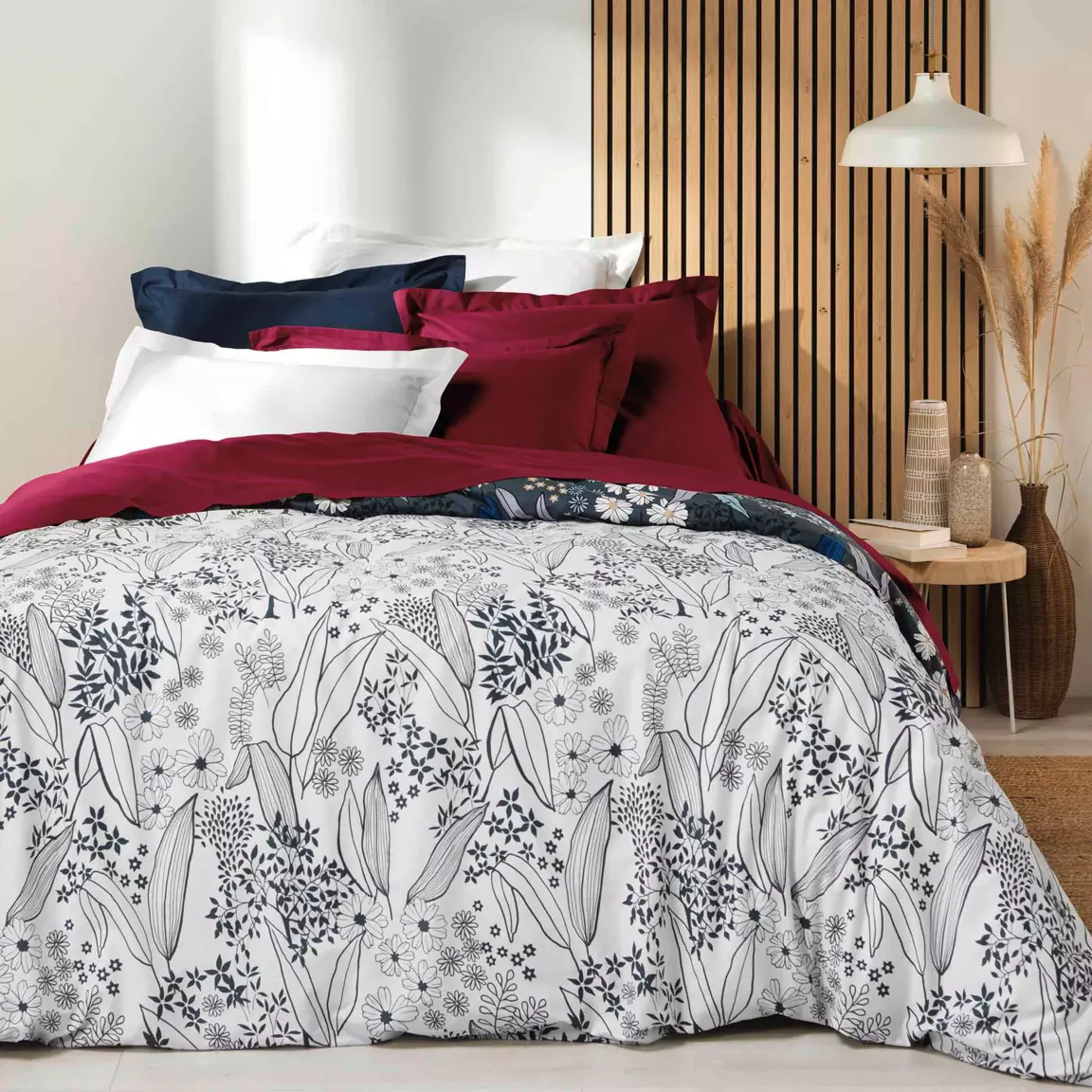 Drap housse coton bio (140 x 190 cm) Biolina Bordeaux