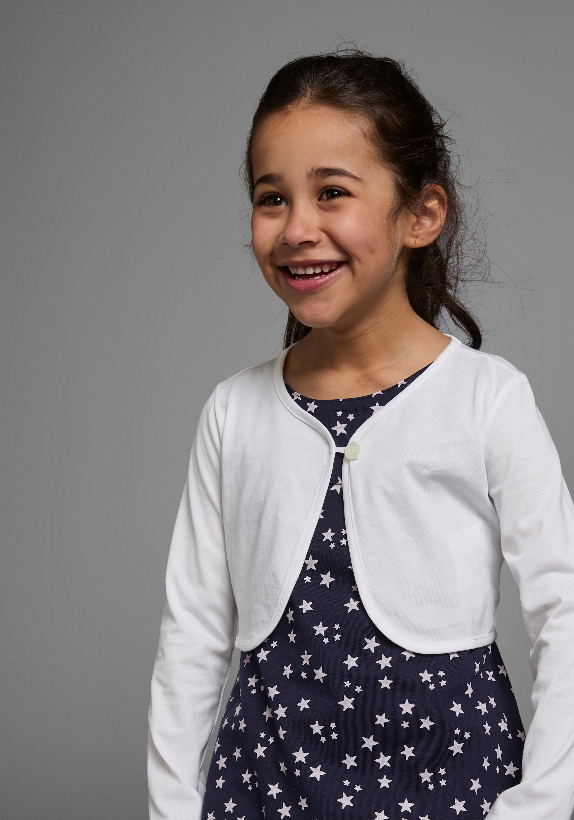 KIDSWORLD Bolero, Kleid & Leggings »3tlg. Set, Komplett Outfit mit Sternenmuster«, 3 Stk. mit niedlicher Bolero-Jacke