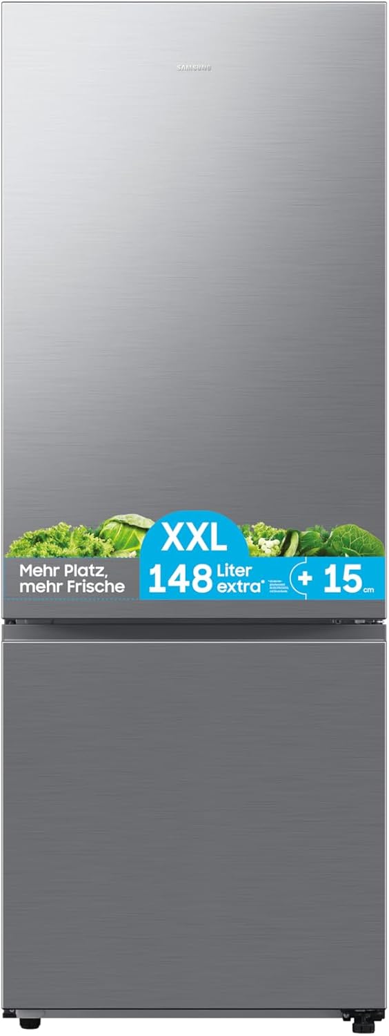 Samsung RB53DG703CS9EF Kühl-Gefrierkombination, 203 cm, 538 l, Extra breit (75 cm), Kühlschrank mit Gefrierfach, Wifi & AI Energy Mode, Twin Cooling+, Metal Cooling, No Frost+, Edelstahl Look