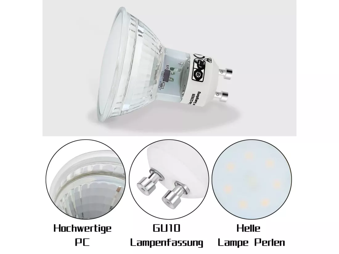 NETTLIFE Lot de 10 Ampoules LED GU10 Blanc Chaud 4W - PAR16 Spot Encastrable Angle de Faisceau 120° Éclairage 3000K Lampe de Cuisine Plafonnier