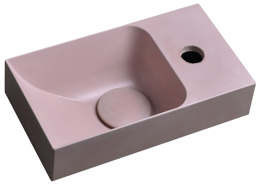 Sapho Piccolino fontein beton kraangat rechts 31x17cm roze