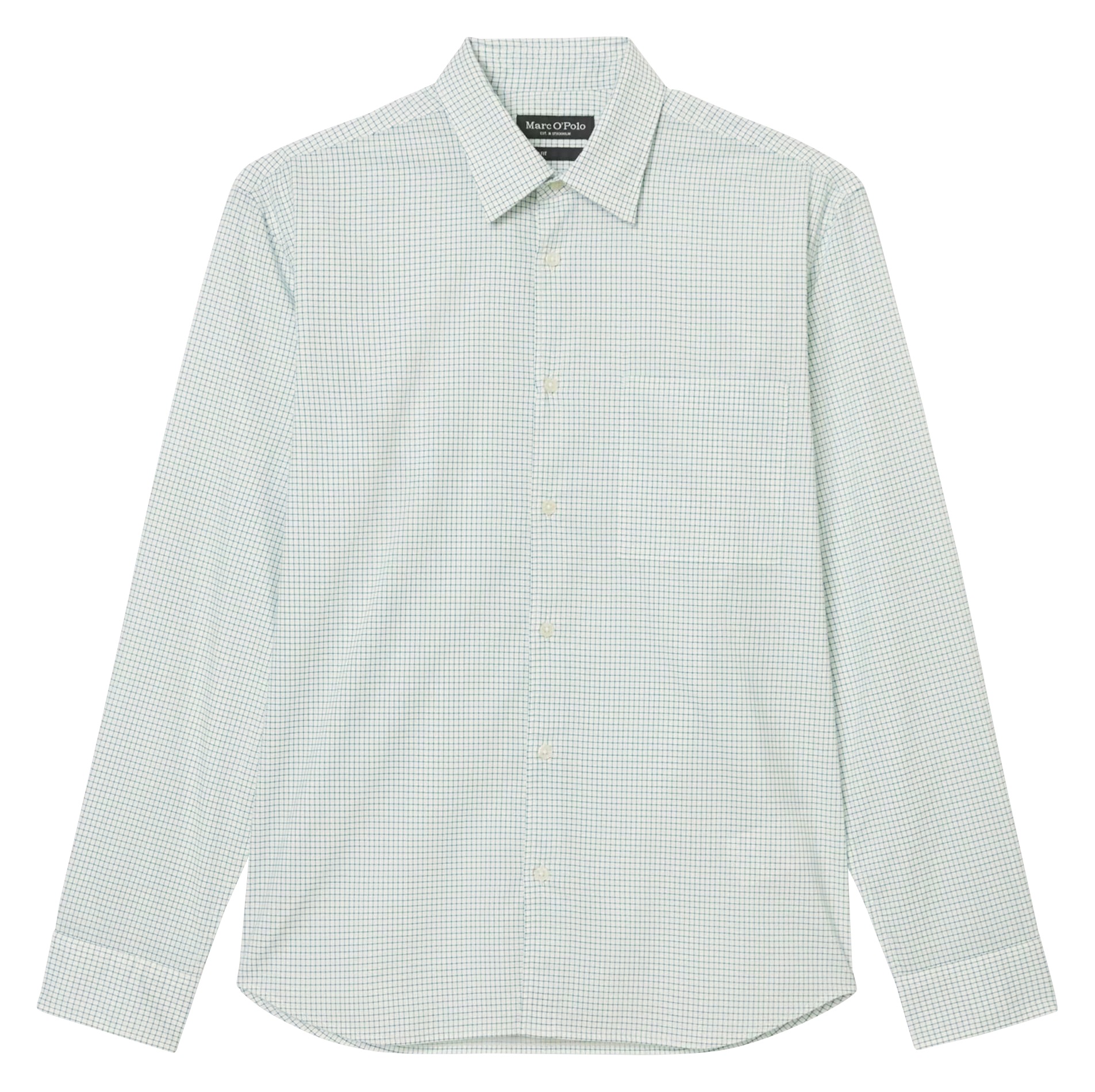 Chemise col classique à carreaux en coton bio | Blanc