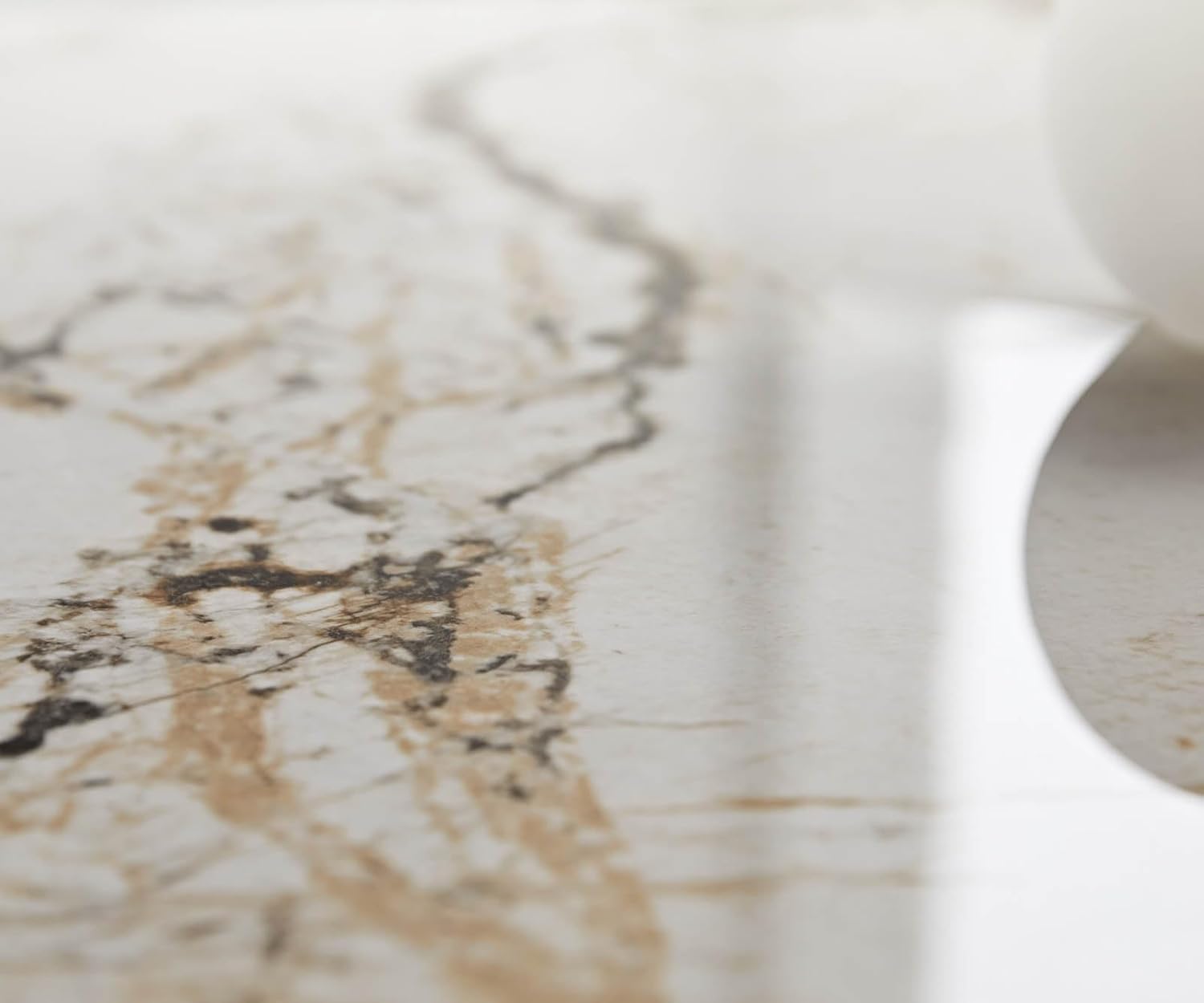 DELIFE Esszimmertisch Edge Keramik Minas Melange Weiß-Beige 200-300x100 Spider Flachstahl Edelstahl ausziehbar