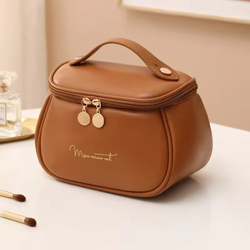 (19x12cm) Kosmetik Make Up Tasche Necessaire Organizer Bag mit Reissverschluss - Braun