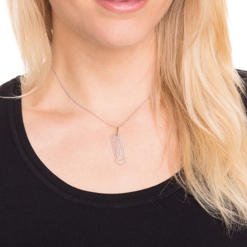 Collier Argent Dore Trombone Effet Diamante