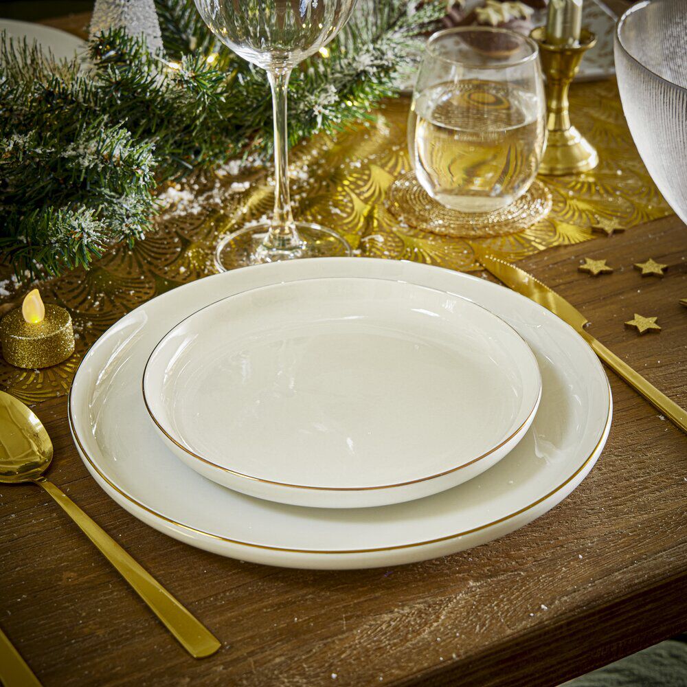Assiette à dessert Oslo blanche bord doré Ø19cm