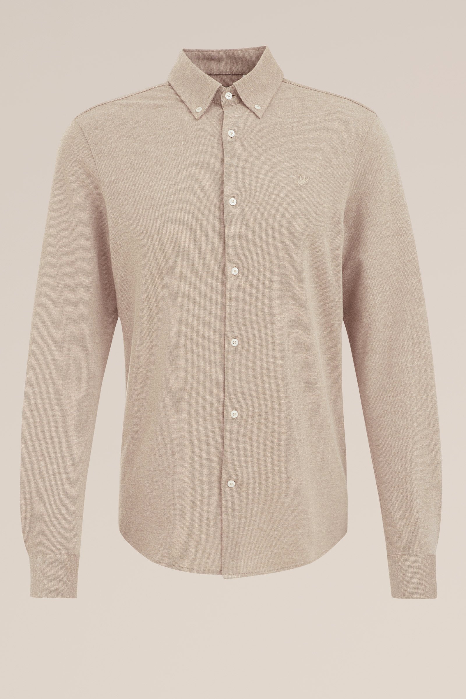piquéjersey overhemd met stretch Fundamentals Beige