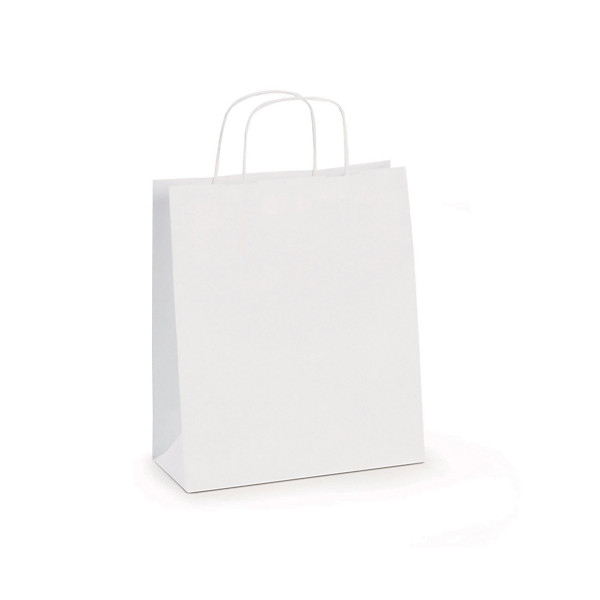 RAJA Sac kraft à poignées torsadées l.24 x H.34 x soufflet 8 cm - Blanc - carton 100 unités