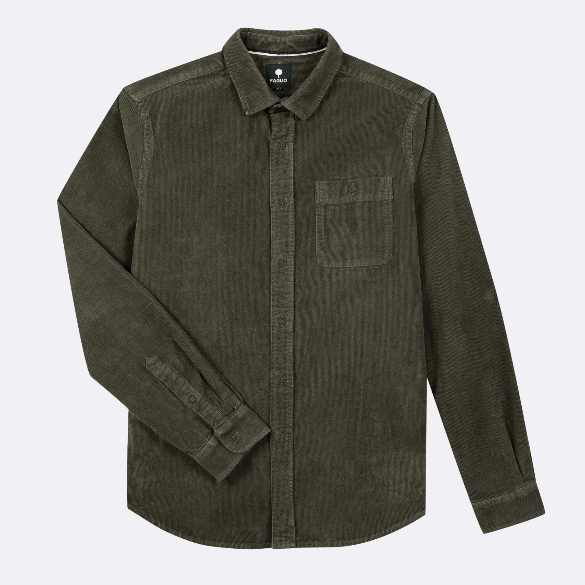 Chemise classique kaki foncée coton - modèle Onca