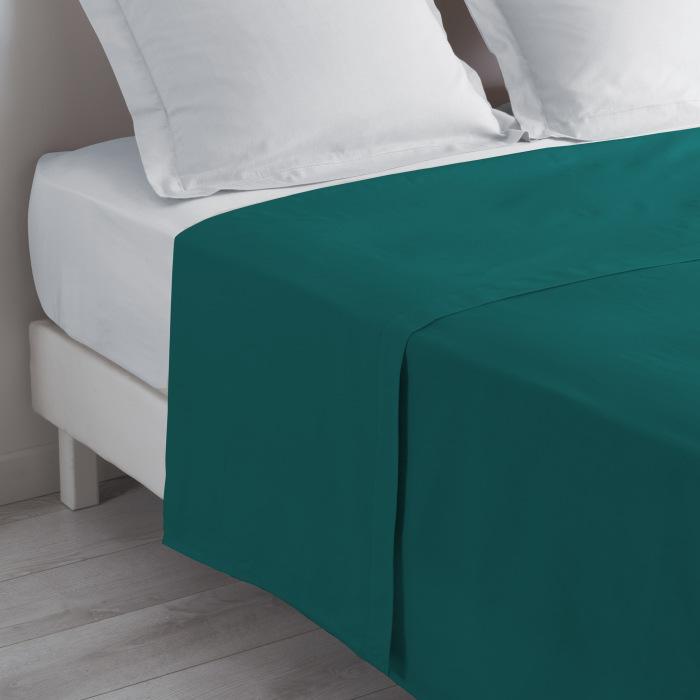 DRAP PLAT 1 PERSONNE 180X290CM UNI LINA PETROLE