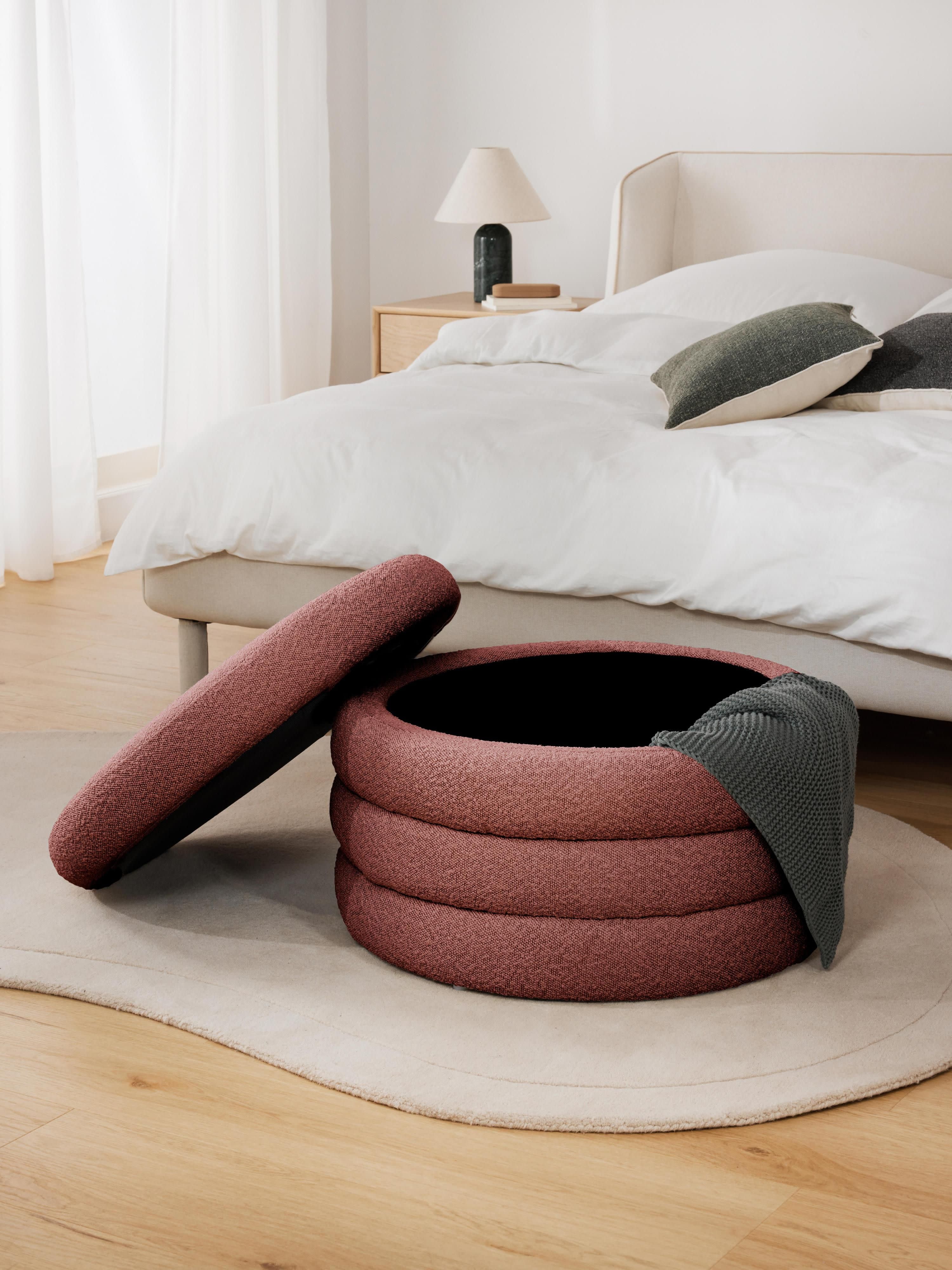 XL bouclé poef Alto met opbergruimte