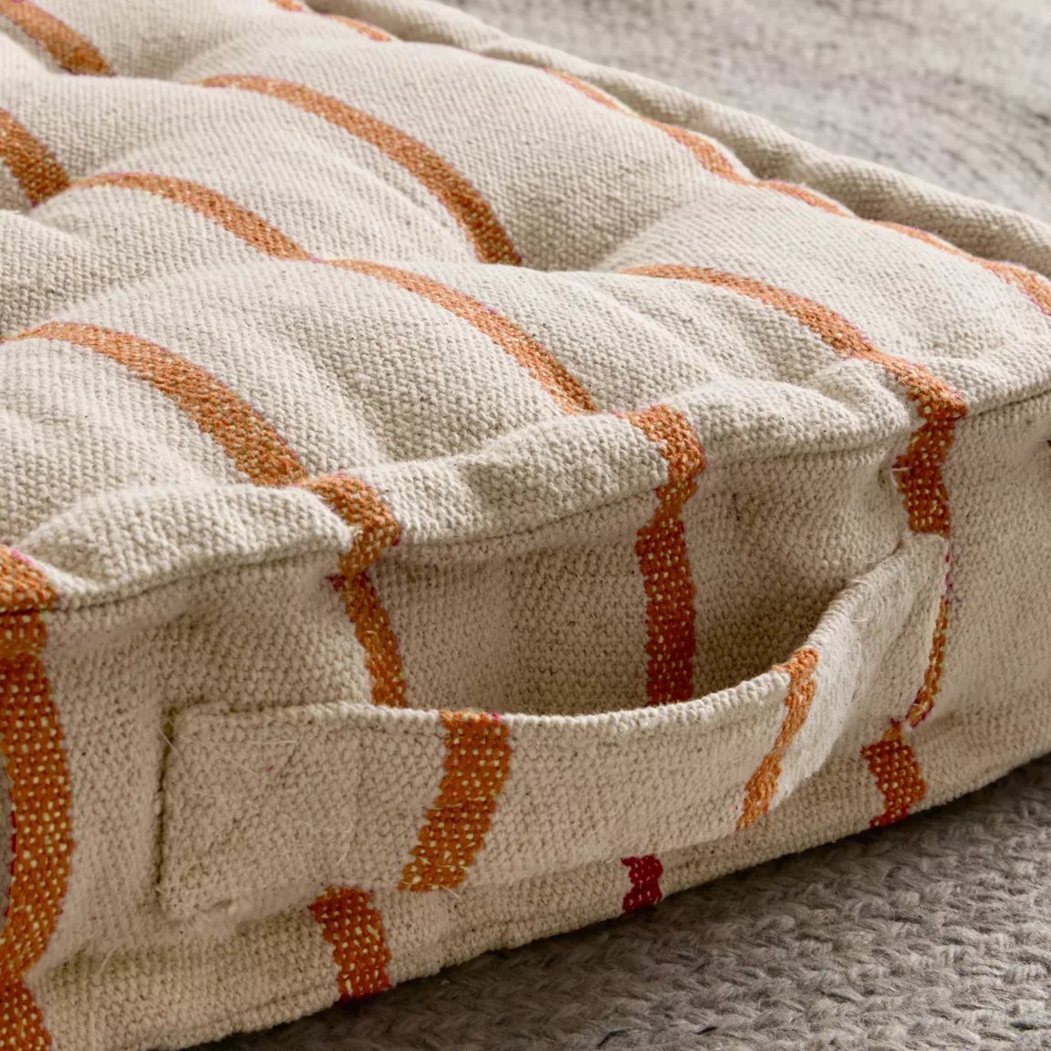 Coussin de sol extérieur toile de coton (45 x 45 cm) Ocealys Corail