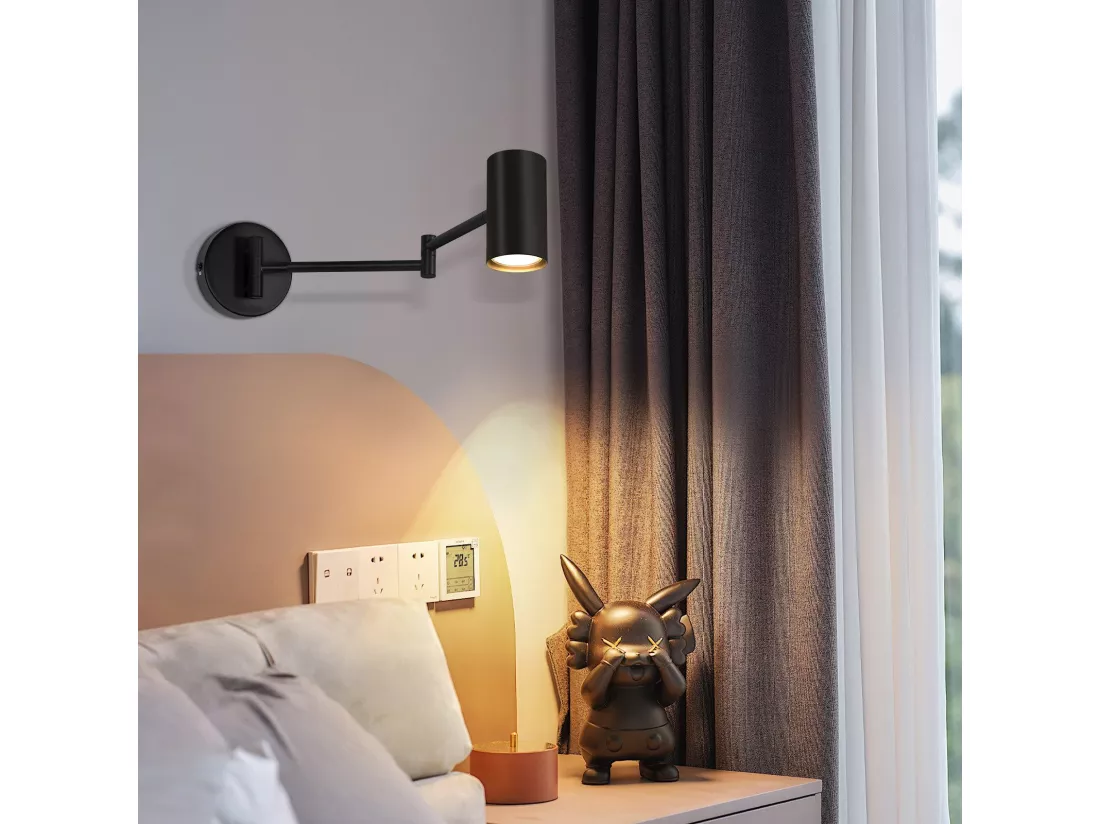 NETTLIFE Applique murale intérieure noire - Applique murale vintage Chambre à coucher GU10 - Sans ampoule